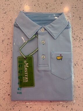Masters Light Blue Striped Kids Polo with Yellow Embroidered Logo